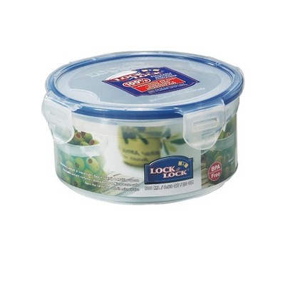 LocknLock HPL933 runder Vorratsbehälter - klar/blau, 600 ml 1er Pack
