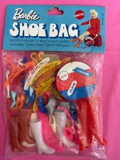 RARE Vintage Barbie 1970 JC Penny Exclusive Shoe Bag #1498 Open Partially Filled