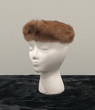 Vintage Mink Fur Hat - Ladies Pillbox Hat - 1950s 1960s - Wedding Accessory