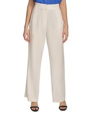 Calvin Klein Women's Linen-Blend Wide Leg Pants Soft White, 12 