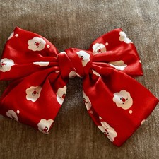Girls Satin Ribbon Christmas Hair Bow Alligator Clip Red Santa New