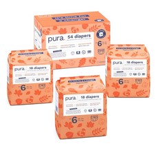 Pura Size 6 Eco Friendly Diapers 18 Count Pack of 3 Hypoallergenic Organic Soft