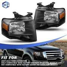 For 2007-2014 Ford Expedition Black Housing Amber Corner Headlights Assy Pair For 2007-2014 Ford Expedition Black Housing Amber Corner Headlights Assy Pair