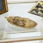 Gold Metal Feather Trinket Dish tray jewellery home decor accessories gift