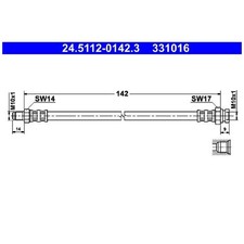 2x Bremsschlauch hinten für Fiat 500L 351 Grande 199 Punto 188 EVO | 24070581
