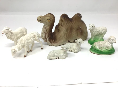 Vintage Camel & Lamb Nativity Pieces Lot Italy Germany