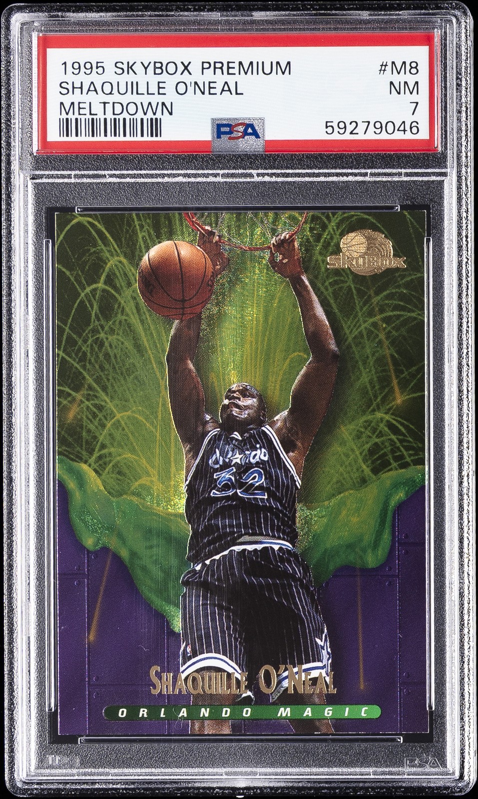 1995 SKYBOX PREMIUM MELTDOWN #M8 SHAQUILLE O'NEAL PSA 7
