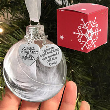 Clear Christmas Memorial Ornament Feather Ball, a Piece of My Heart Is in Heaven