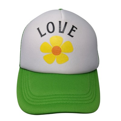 Love Flower Snapback Trucker Hat Green OS Adjustable Mesh Back Bokeh Supply