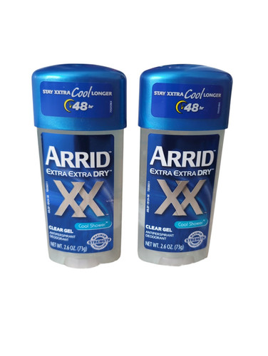 ARRID XX Cool Shower Clear Gel Extra Extra Dry Antiperspirant 48hr Deodorant x2
