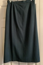 Sag Harbor 12P Vtg Wool Midi Skirt Lined Green
