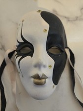 Venetian Masquerade Mask Hand Painted Ceramic Gold Glitter Mardi Gras
