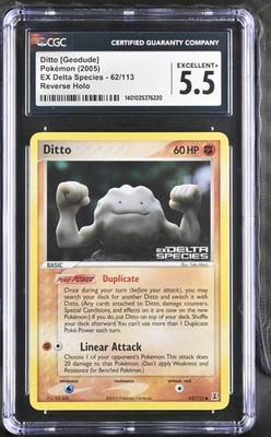 *POP 2* CGC 5.5 Ditto [Geodude] Reverse Holo EX Delta Species 62/113 Pokemon