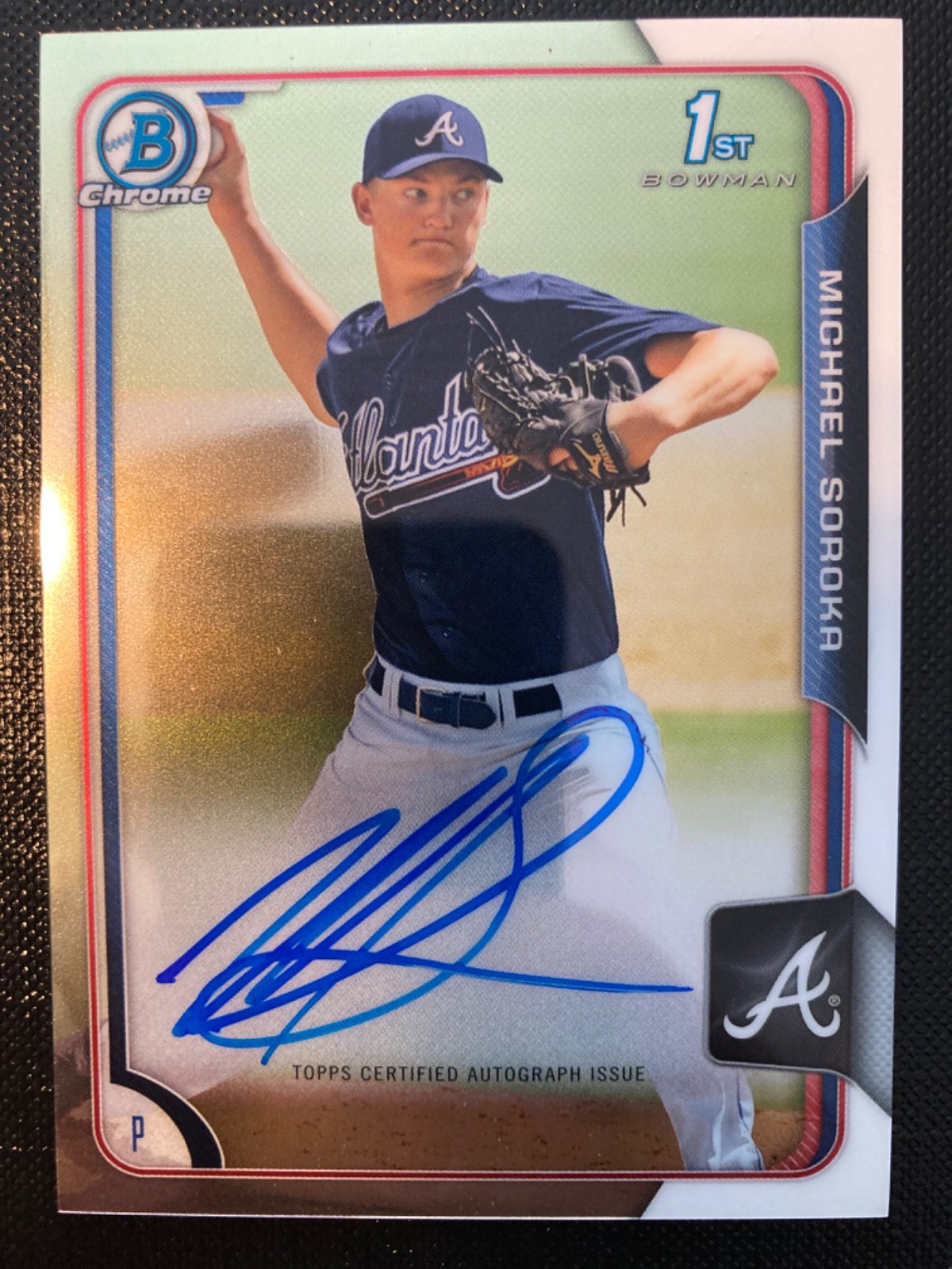 2015 Bowman Draft - Chrome Draft Pick On Card Auto Mike Soroka #BCA-MS (AU, RC)