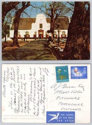 c42963 Groot Constantia Kap Südafrika Postkarte 1965 Stempel