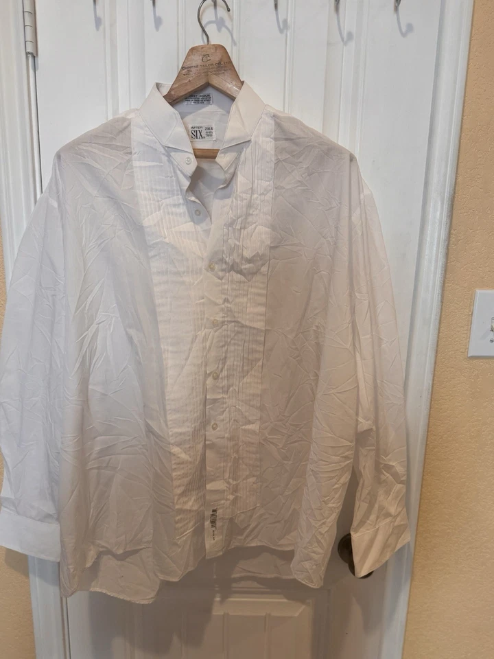 Camisa de vestir esmoquin plisada blanca After Six para hombre - talla 2XL6 18-18 1/2 35/36 Foto 4 de 4