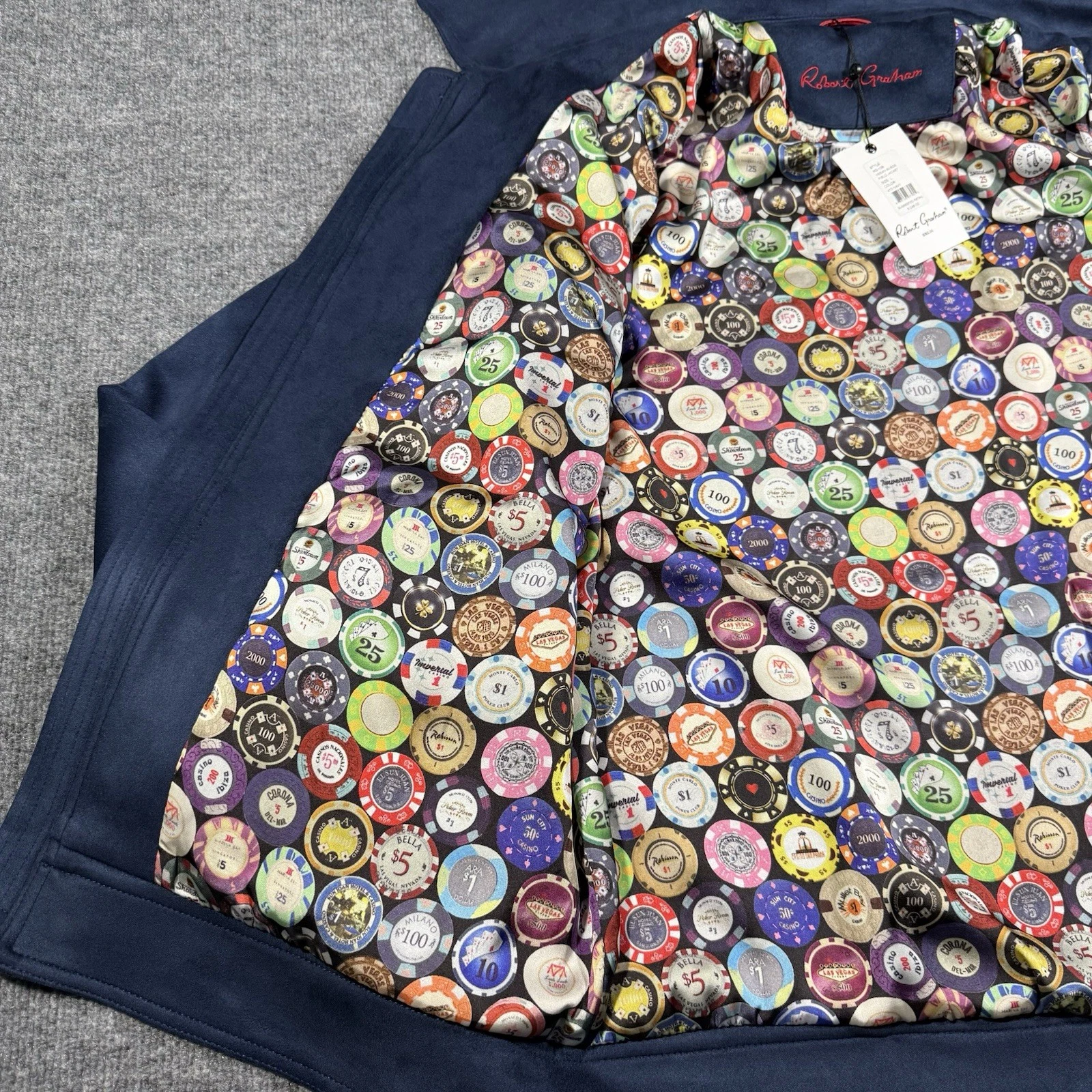 Robert Graham Vegan Suede Large Navy Blue Field Jacket NWT. $248 - product detail image 14