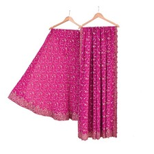 Indian Vintage Magenta Pure Georgette Silk Hand Embroidered Lehenga 2pcs Set