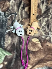 1996 Pound Puppies Wiggle N Walk Pull Along Two 3" Puppies Tonka Vintage