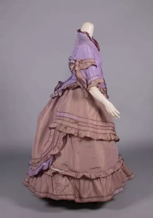 1870s Victorian Edwardian Day Dress Colonial Civil War Royal Court Queen Baroque - Image 3 of 4