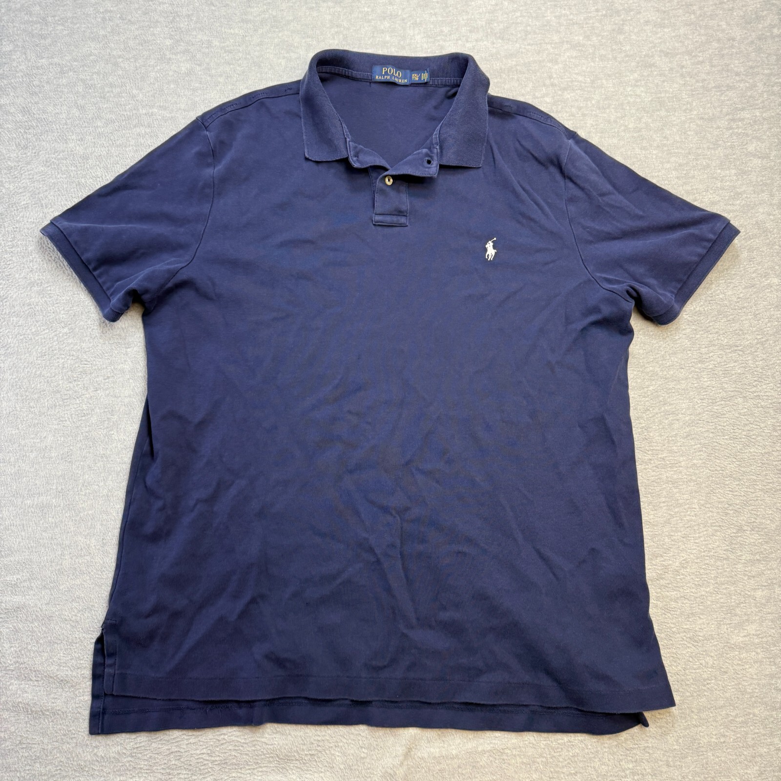 Polo Ralph Lauren camicia uomo 2XL blu navy cotone elasticizzato pony casual