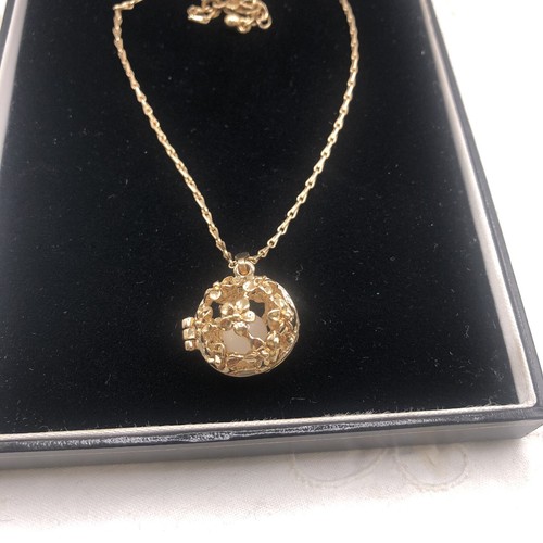 harmony ball locket necklace faux rose 