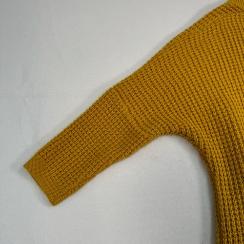 Zesica Open 3/4 Dolman Sleeve Cardigan Womens Size S Waffle Knit Pockets Mustard - Picture 9 of 9