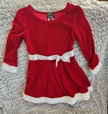SIZE 5 Pink  Violet Girls Velvet Christmas Santa Dress Red With White Sash