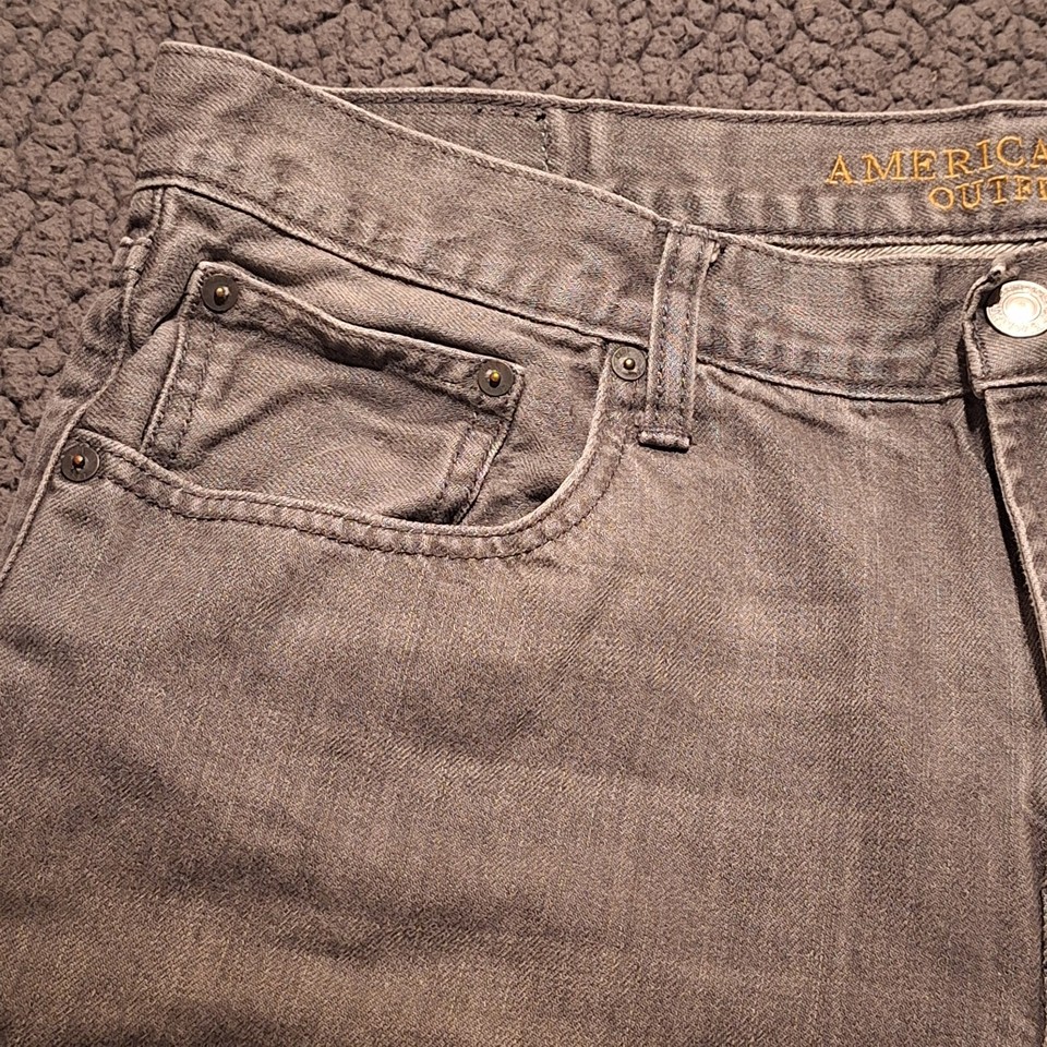 American Eagle Men's Jeans 36x32 *See Pics Original Straight Grey Denim