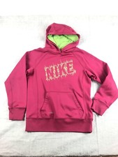 Nike Logo Therma-fit Swoosh Pullover Hoodie Large Pink and Lime Green Girls