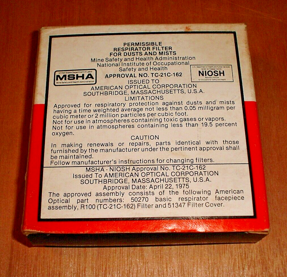 Sureguard Filters Vintage American Optical Sure-Guard R100 Respirator Filter Pak of 5 ...