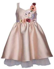 NWT Bonnie Jean Girls 16 Taupe Sleeveless Floral Mikado Special Occasion Dress