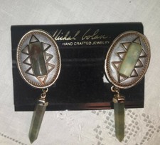 MICHAL GOLAN handgearb. Designer - Ohrclipse mit Anhängern  Jade  Tribal Ethno