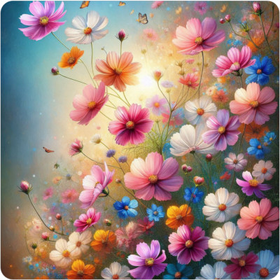 Beautiful Cosmos flowers 100% waterproof vinyl sticker decal - many sizes