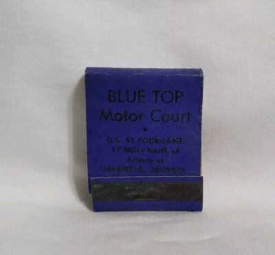 Vintage Blue Top Motor Court Motel Matchbook Marietta Georgia Advertising Full