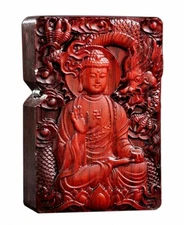 Natural Rosewood Carved Shakyamuni Lighter Box For Zippo Insert Kit(Case Only) Q