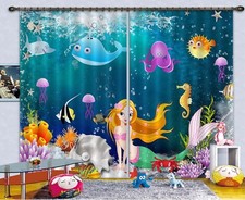 3D Cartoon Mermaid Fish ZHUA3336 Photo Curtain Window Blockout Fabric Amy 2023