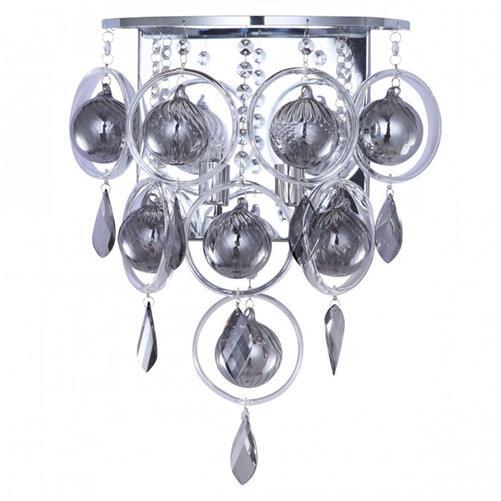 Litecraft Saturn Wall Light With Bauble Pendants - Chrome, Smoke Tint Clearance