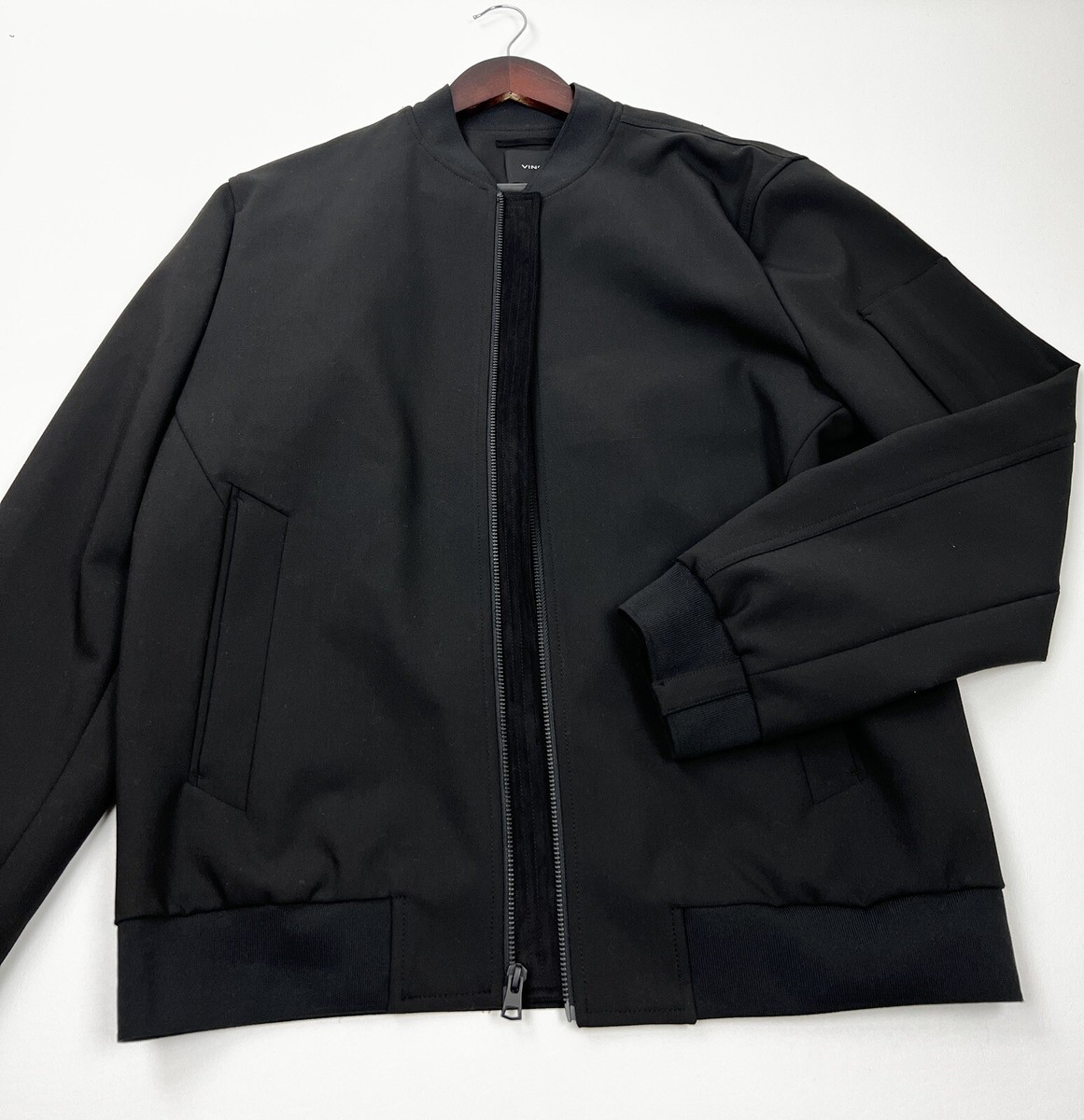 407 VINCE Polyester Blend Bomber Style Blue Jacket Size M BLACK