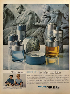 1960s Avon Men Tribute After Shave Golden Age Greece Well Being Vintage Print Ad