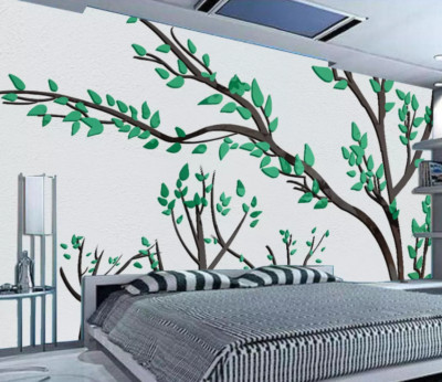 3D Green Branches KEP4876 Wallpaper Mural Self-adhesive Removable Sticker Kay