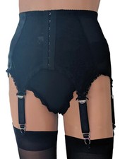 6 Strap Suspender Belt with front fastening in Black or Red