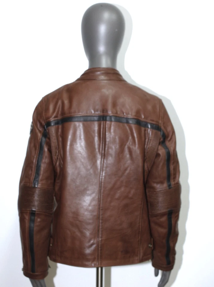 Blouson Veste Femme Cuir Marron Motard Moto Biker Motorcycle HELSTONS Taille M - Photo 3/4