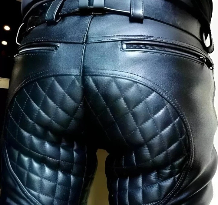 Мужские из натуральной кожи брюки панк излом джинсы BLUF брюки бриджи байкеров Cuir - Изображение 2 из 4