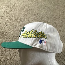 Vtg Oakland A's Hat Cap Mens White Snapback Plain Logo Athletics 90s Japan