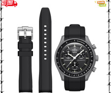 Black Band for Moonswatch Watch, Soft Silicone Strap for Omega X Swatch