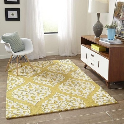 New Rug Handmade Design Hand Tufted Nz Wool Color Yellow White Carpet For Rug