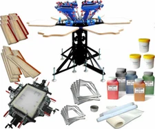 DIY 6Color 6Station Silk Screen Printing Kit Screen Frame&Stretcher Squeegee Ink