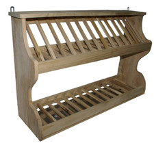 Piattaia in legno naturale di castagno con vassoio raccogli gocce credenza