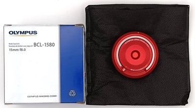 New] Olympus Lens 15mm f/8 Red BCL-1580 Camera Body Cap Lens New